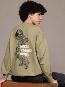 The Roadster Lifestyle Co. Printed Drop-Shoulder Sleeve Sweatshirt