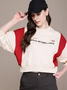 The Roadster Life Co. Colourblocked Typography Printed Sweatshirt