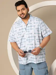 Sztori Plus Size Printed Seersucker Casual Shirt