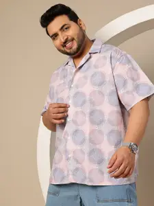 Sztori Plus Size Printed Seersucker Casual Shirt