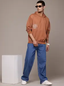 The Roadster Lifestyle Co. Printed Hooded Oversized Sweatshirt