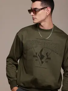 The Roadster Life Co. Printed Embroidered Relaxed Fit Sweatshirt