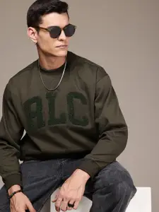 The Roadster Life Co. Typography Embroidered Relaxed Fit Sweatshirts