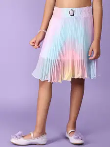 V-Mart Girls Abstract Printed Accordion Pleated Georgette Flared Skirt