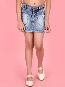 V-Mart Girls Washed Straight Mini Denim Skirt