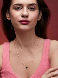 MINUTIAE Rose Gold-Plated Artificial Beads Beaded Necklace