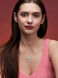 MINUTIAE Rose Gold-Plated Stones-Studded & Beaded Necklace