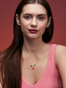 MINUTIAE Gold-Plated Stones-Studded & Beaded Necklace