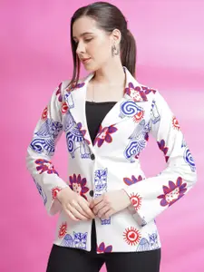WESTHOOD Printed Single-Breasted Slim-Fit Casual Blazer