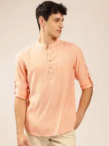 Anouk Men Checked Mandarin Collar Short Kurta