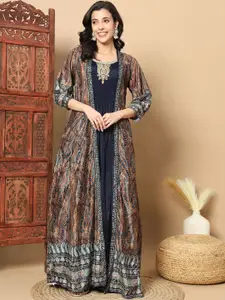 Chhabra 555 Ethnic Motifs Printed Embroidered Gown Maxi Ethnic Dresses With Jacket