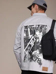 The Roadster Life Co. Graphic Printed Pure Cotton Denim Jacket