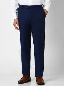 Van Heusen Men Self Design Textured Slim Fit Formal Trousers