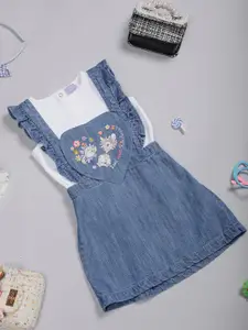 One Friday Infant Girls Printed Dungarees With T-Shirt