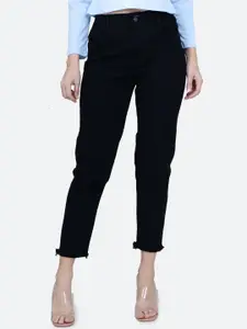 FCK-3 Women Hottie Mom Fit High-Rise Clean Loook Cropped Stretchable Jeans
