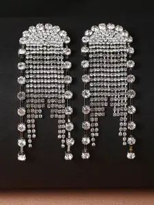 OOMPH Crystals Studded Geometric Drop Earrings