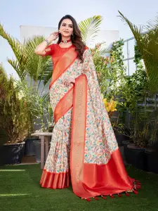 LeeliPeeri Designer Floral Zari Silk Blend Chanderi Saree