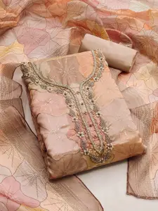 Ishin Embroidered Organza Unstitched Dress Material