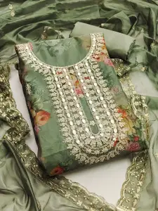 Ishin Embellished Organza Unstitched Dress Material