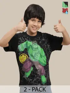 Kids Ville Boys Pack of 2 Avengers Printed Pure Cotton Round Neck Tshirts