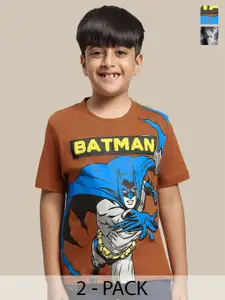 Kids Ville Boys Pack of 2 Dc Comics Printed Pure Cotton Round Neck Tshirts