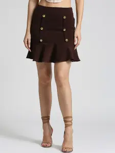 EMBLAZE Button Flared Mini Skirt