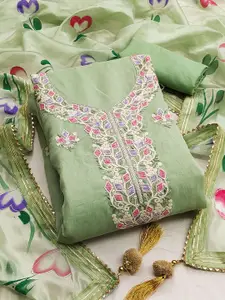 Ishin Embroidered Organza Unstitched Dress Material