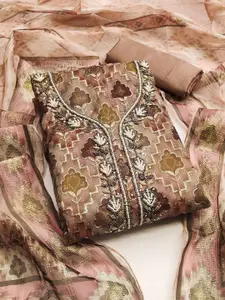 Ishin Embroidered Organza Unstitched Dress Material