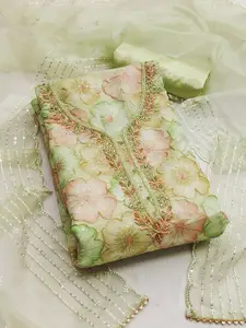 Ishin Embroidered Organza Unstitched Dress Material