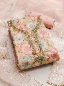 Ishin Embroidered Organza Unstitched Dress Material