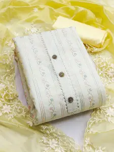 Ishin Floral Embroidered Pure Cotton Unstitched Dress Material