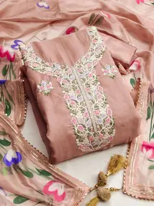 Ishin Embroidered Organza Unstitched Dress Material