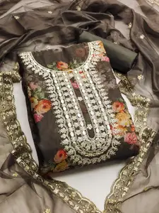 Ishin Embellished Organza Unstitched Dress Material