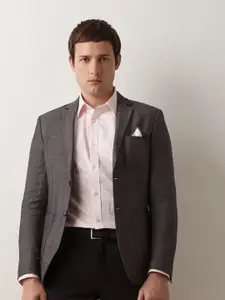 SELECTED Slim Fit Self Design Checked Pure Cotton Formal Shirt