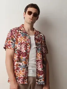SELECTED Floral Printed Cuban Collar Casual Shirt