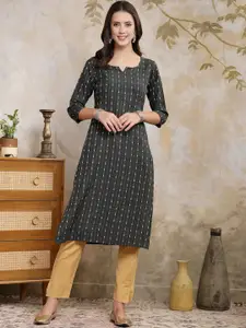 Stylum Notch Neck Ethnic Motifs Printed Straight Kurta