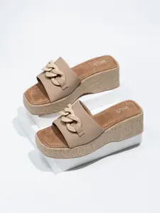 Inc 5 Open Toe Buckle Detail Wedge Heels