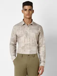 V Dot Slim Fit Conversational Printed Spread Collar Pure Cotton Party Shirt