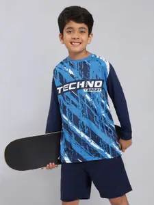 Technosport Boys Abstract Printed Rapid-Dry Slim Fit Sports T-shirt