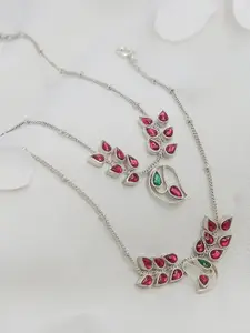 Unniyarcha 92.5 Silver Artificial Stones and Beads Anklets