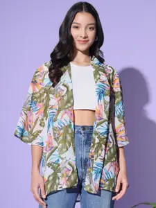 Trend Arrest Tropical Printed Open Front Shrug
