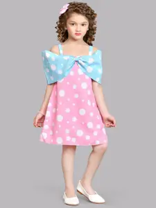 Pink Chick Polka Dot Printed Shoulder Straps Cotton A-Line Dress