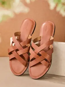 Fabindia Leather Open Toe Flats