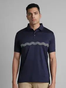 SIMON CARTER LONDON Men Polo Collar Striped Slim Fit T-shirt