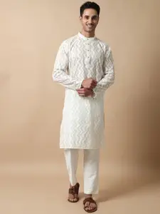 FILORI STUDIO Zig Zag Chanderi Cotton Jacquard Straight Kurta