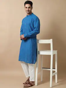 FILORI STUDIO Mandarin Collar Pure Cotton Straight Kurta