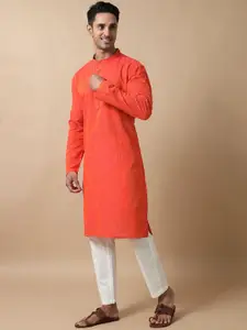 FILORI STUDIO Mandarin Collar Pure Cotton Straight Kurta