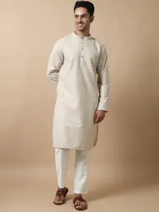 FILORI STUDIO Mandarin Collar Art Silk Straight Kurta