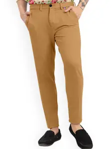 Fashion FRICKS Men Pleated Mid-Rise Lycra Plain Formal Trousers Trousers