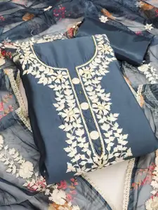 Ishin Floral Embroidered Beads and Stones Unstitched Dress Material